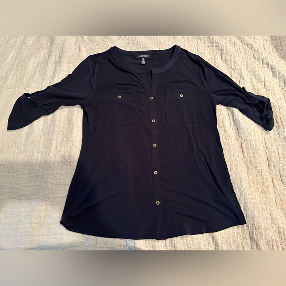Ellen Tracy Tops - Ellen Tracy- size- small- Blue Cuffed Sleeve Button Down Shirt